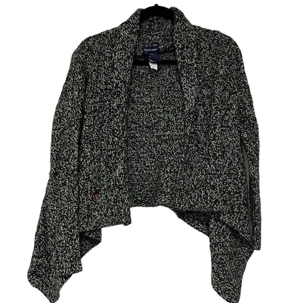 Ralph Lauren Girl’s Open Front Wool Blend Cardigan‎ Size Large (12-14) Black